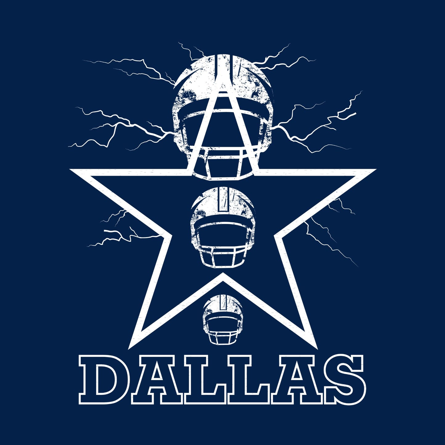 Dallas Football Pride T-Shirt: Stylish Design with Football Helmets and Star Accents - Perfect for True Dallas Fans