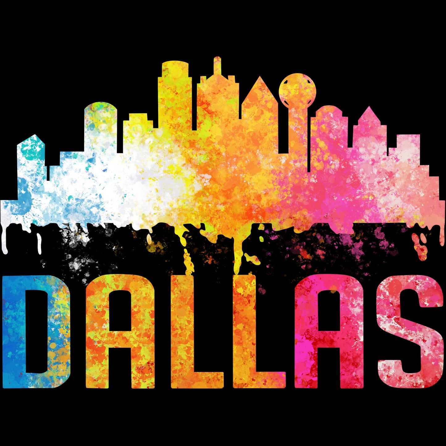 Dallas Downtown Multi-Colors T-Shirt: Embrace Urban Vibes with this Stylish Tee - Perfect Blend of Dallas Pride and Cityscape