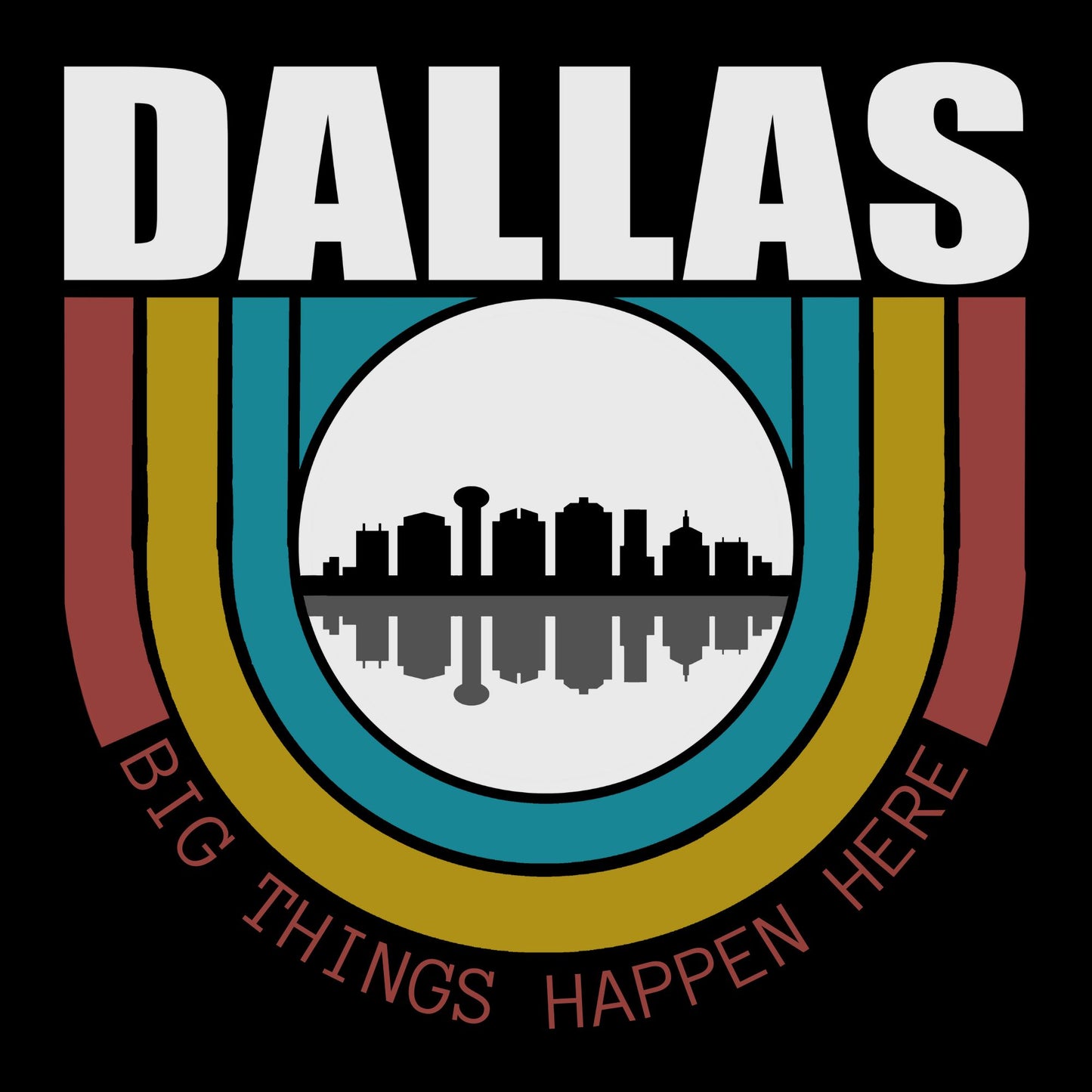 Dallas Downtown Multi-Colors Logo T-Shirt: Experience Urban Style with this Stylish Tee - Perfect Blend of Dallas Pride and Vibrant City Aesthetics |
