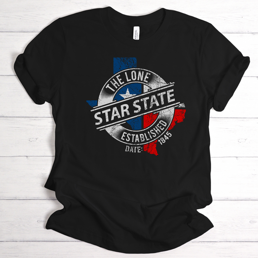 Texas Lone Star Established 1845 T-Shirt | Celebrate Texan Heritage with Stylish Apparel