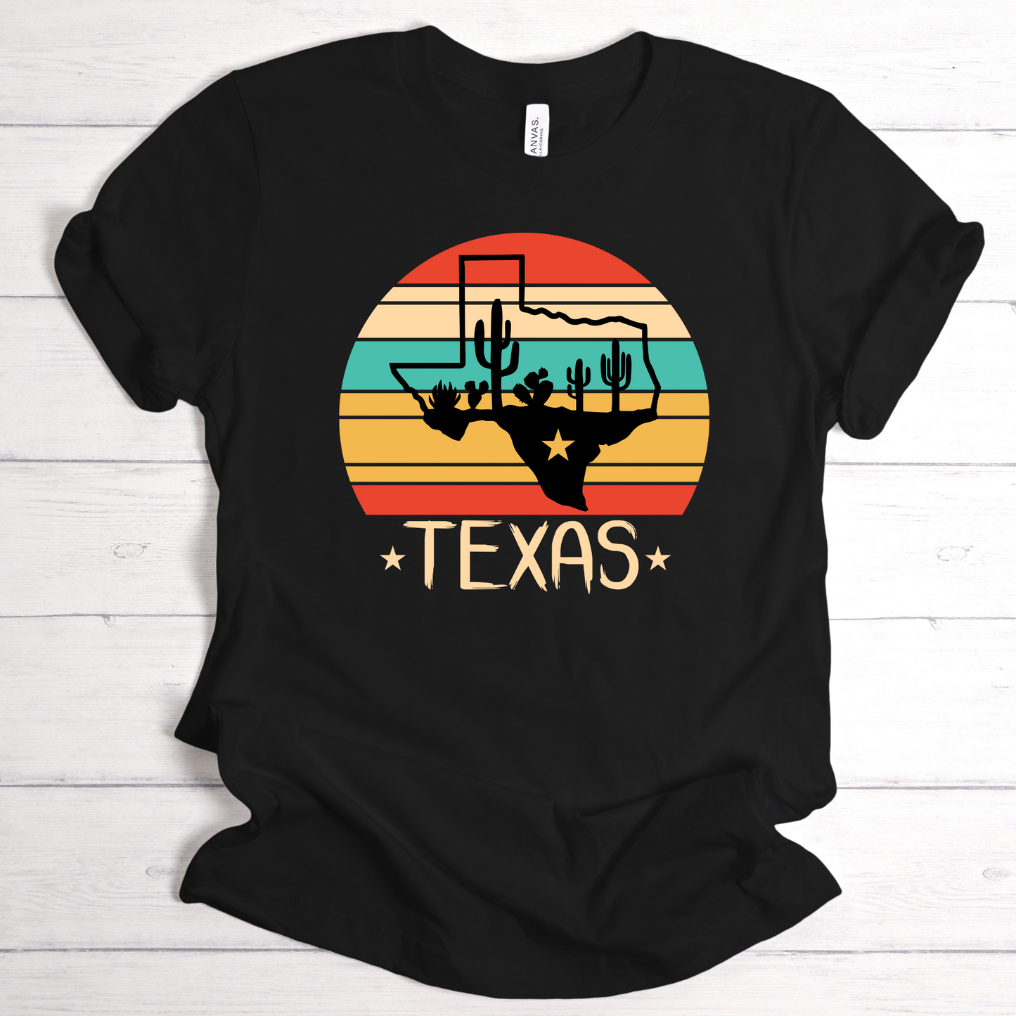 Texas Desert Oasis T-Shirt | Unique Texan Apparel with Cactus and Desert Landscape