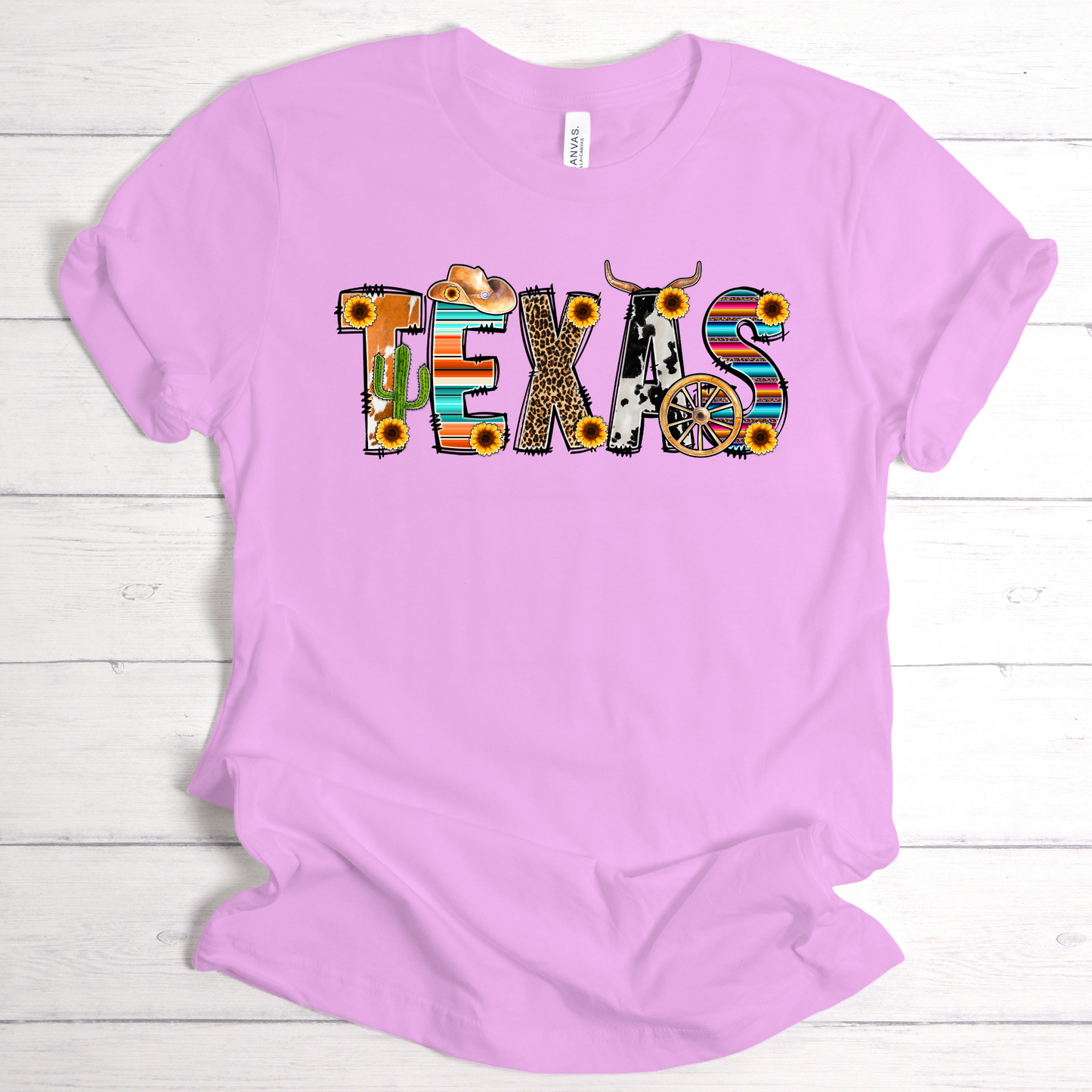 Texas Pride T-shirt | Featuring Iconic Texan Elements - Longhorns, Desert Scenery, and Classic 'Howdy' Charm