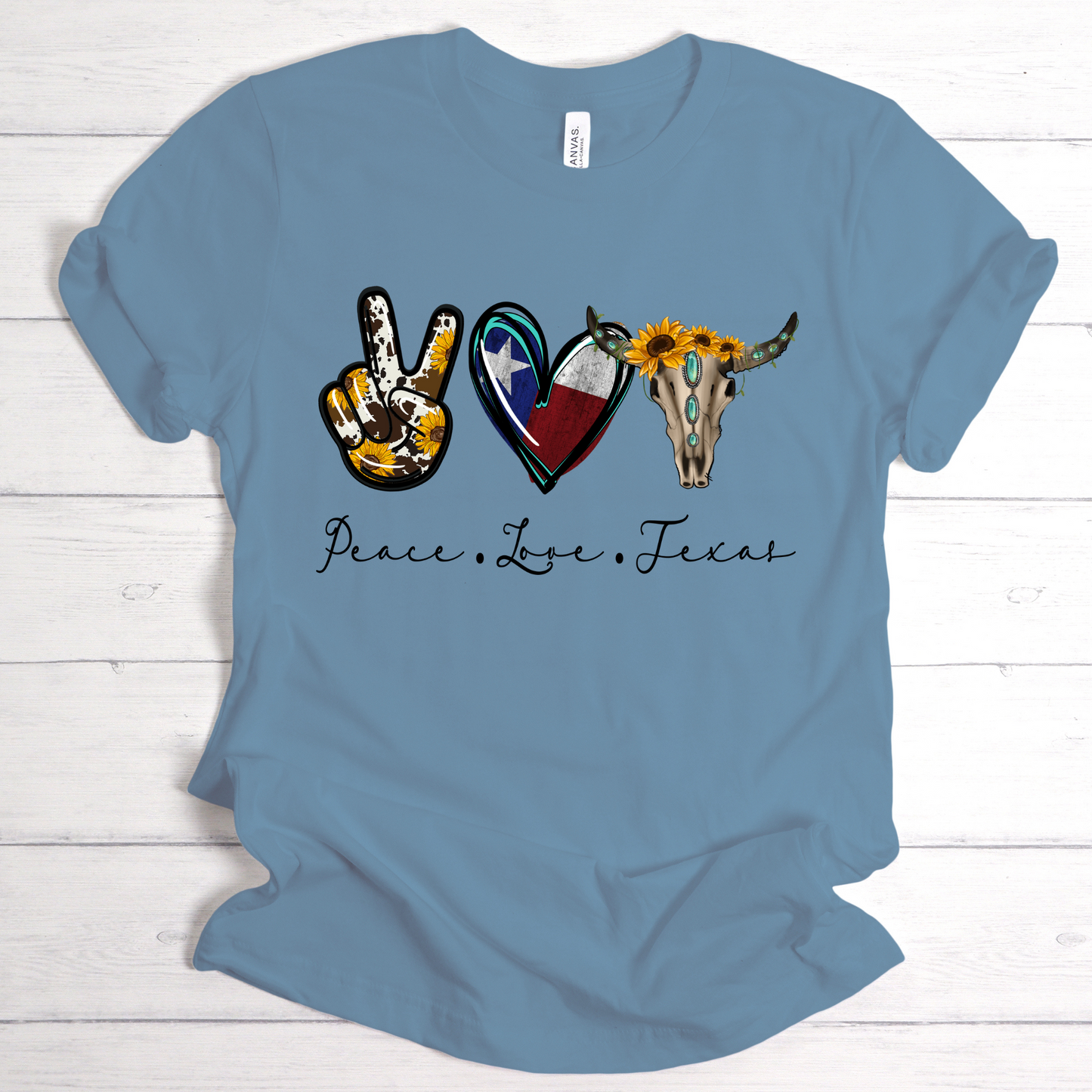 Texas Peace, Love, and Jesus T-shirt | Inspirational T-Shirt with a Touch of Texan Charm | Positive vibes only