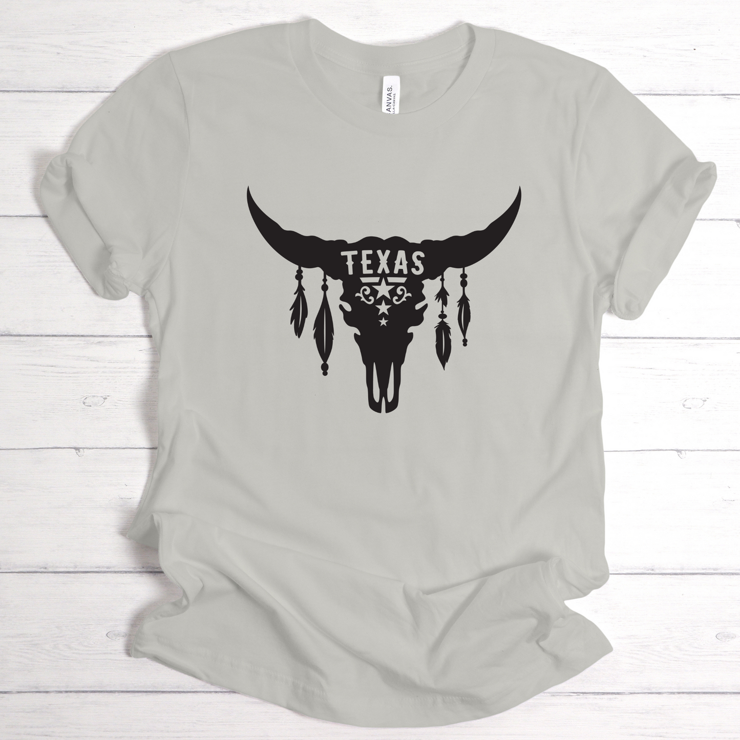 Texas Longhorn Dreams T-shirt | Majestic Longhorn and Dream Catcher Design | Embrace Texan Heritage with Bohemian Flair